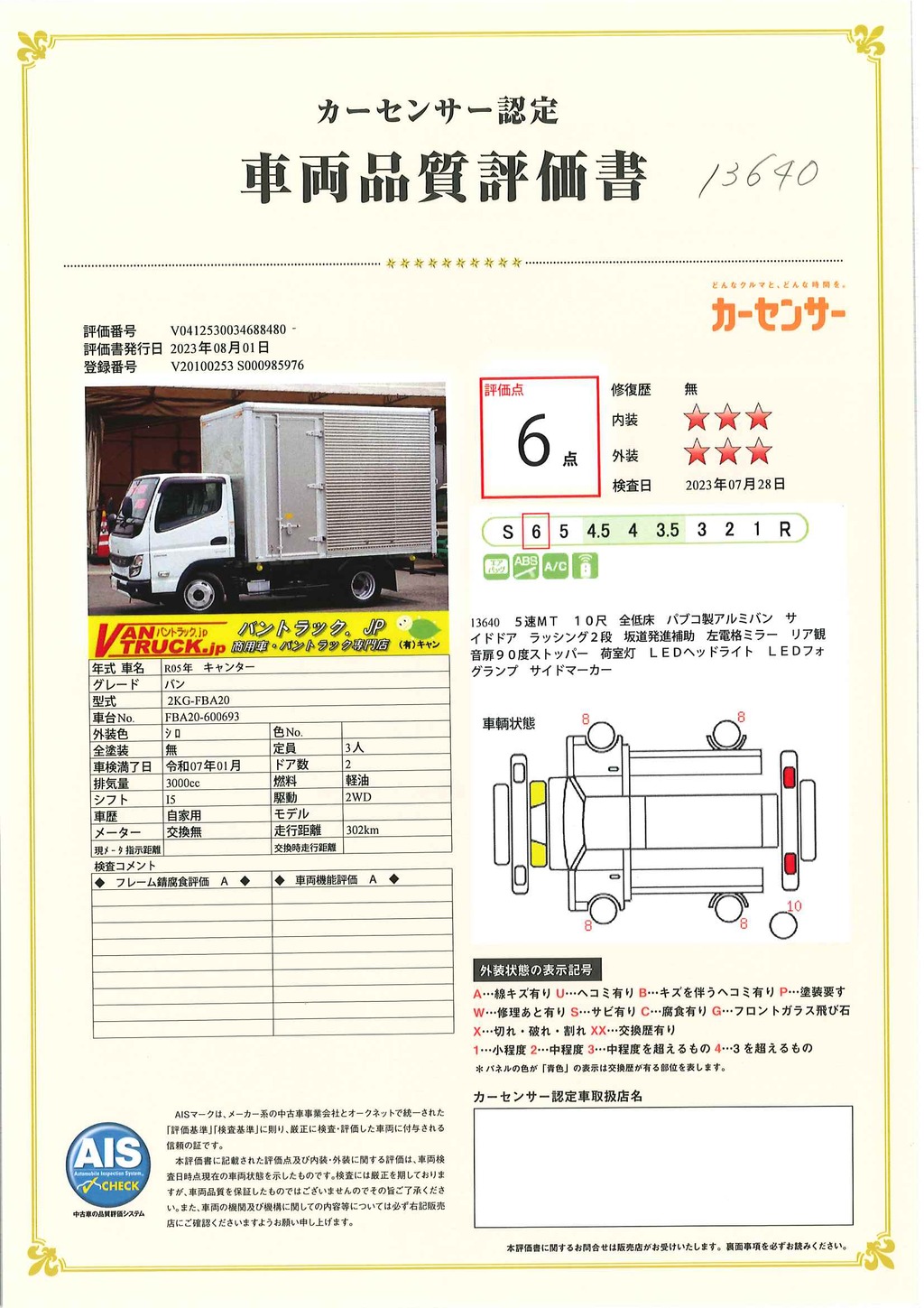 （未使用）　キャンター　１０尺　アルミバン　積載２０００ｋｇ　サイドドア　ラッシング２段　左電格ミラー　坂道発進補助　スマートキー　ＬＥＤヘッドライト＆フォグランプ　９０度ストッパー　パブコ製　衝突軽減ブレーキ　車線逸脱警報　５速ＭＴ！車検「Ｒ７年１月まで！」35