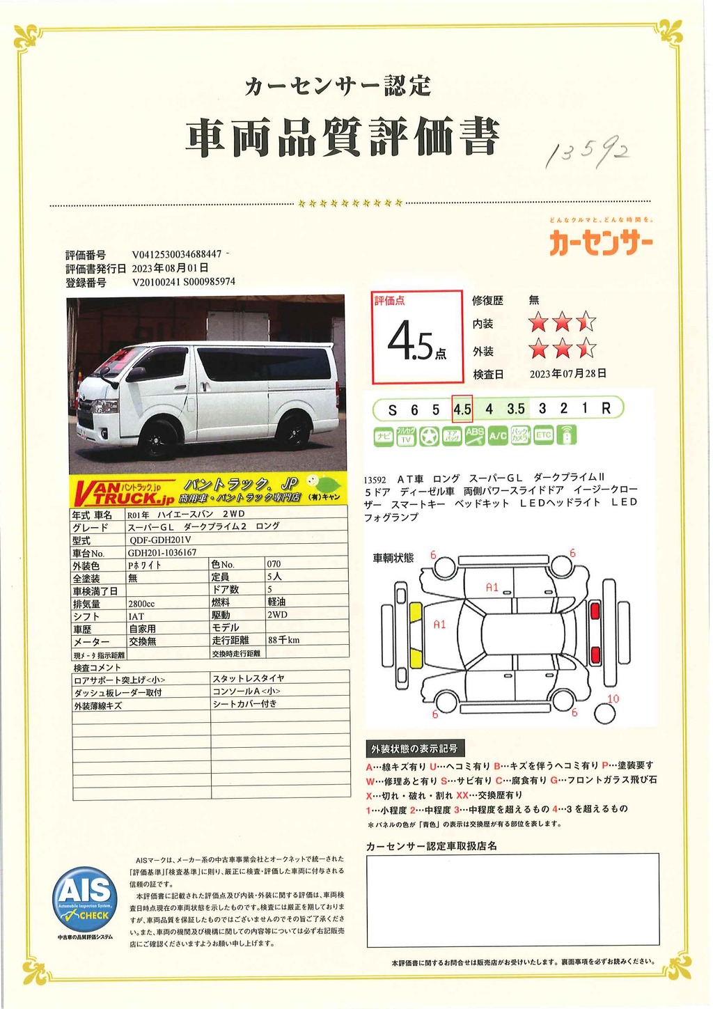 ハイエース　ロング　スーパーＧＬ　ダークプライムⅡ　５ドア　ディーゼル車　両側パワースライドドア　ベッドキット　スマートキー　ＬＥＤヘッドライト＆フォグランプ　アルミホイール　黒革調シートカバー　ウッドコンビハンドル　リアウイング　純正ナビ　フルセグＴＶ　バックカメラ　ＥＴＣ　ＡＣ１００Ｖ　オートエアコン　衝突軽減ブレーキ　車線逸脱警報　ワンオーナー！ＡＴ車！40