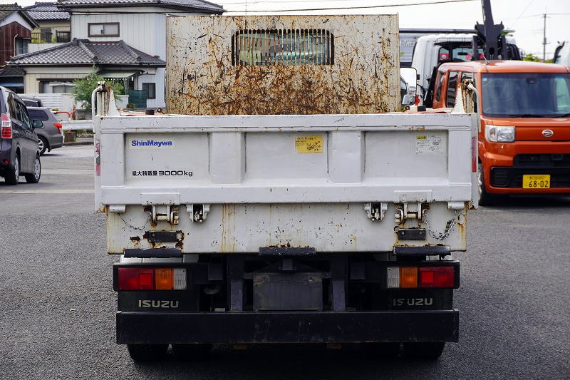エルフ　「標準幅」　強化　ローダーダンプ　新明和製　三方開　積載３０００ｋｇ　手動コボレーン　ダンプピン　ＥＴＣ　左電格ミラー　ＡＴ車！2