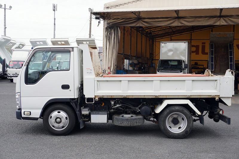 エルフ　「標準幅」　強化　ローダーダンプ　新明和製　三方開　積載３０００ｋｇ　手動コボレーン　ダンプピン　ＥＴＣ　左電格ミラー　ＡＴ車！1