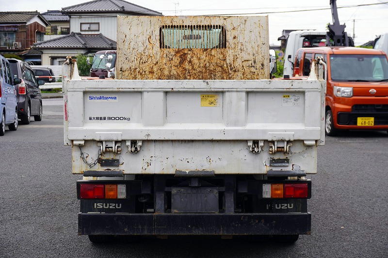 エルフ　「標準幅」　強化　ローダーダンプ　新明和製　三方開　積載３０００ｋｇ　手動コボレーン　ダンプピン　ＥＴＣ　左電格ミラー　ＡＴ車！2