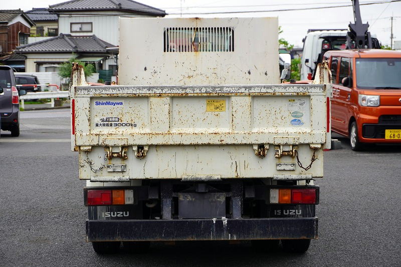 エルフ　「標準幅」　強化　ローダーダンプ　新明和製　三方開　積載３０００ｋｇ　手動コボレーン　ダンプピン　ＥＴＣ　６速ＭＴ！2