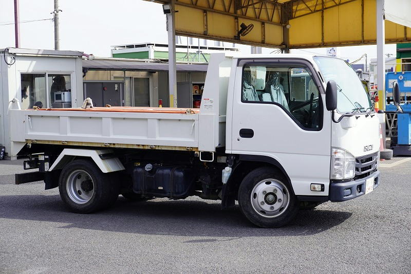 エルフ　「標準幅」　強化　ローダーダンプ　新明和製　三方開　積載３０００ｋｇ　手動コボレーン　ダンプピン　ＥＴＣ　左電格ミラー　坂道発進補助　キーレス　６速ＭＴ！4