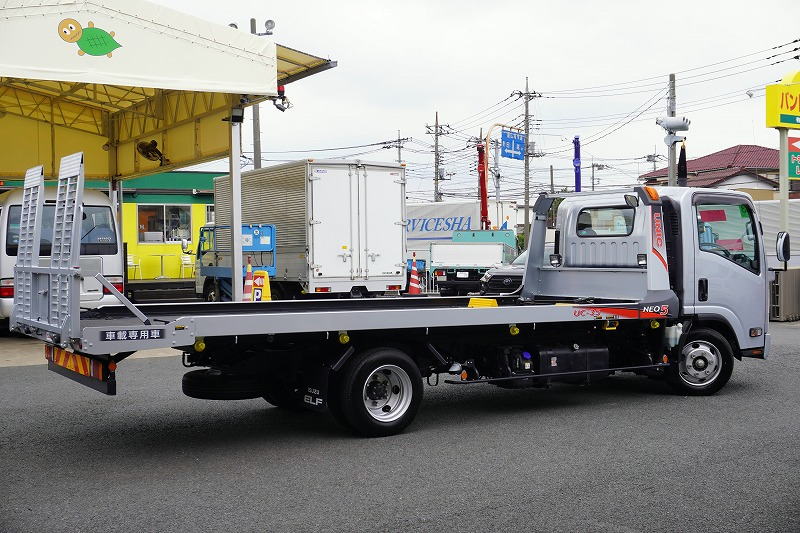 エルフ　「ワイド超ロング」　セーフティーローダー　車載専用　古河ユニック製　積載３０００ｋｇ　ウインチ　ラジコン　油圧リアゲート　一方開　床フック６対　左右電格ミラー　坂道発進補助　ＥＴＣ　フォグランプ　ミラーヒーター　衝突軽減ブレーキ　車線逸脱警報　低走行！６速ＭＴ！　車検「Ｒ８年５月まで！」6