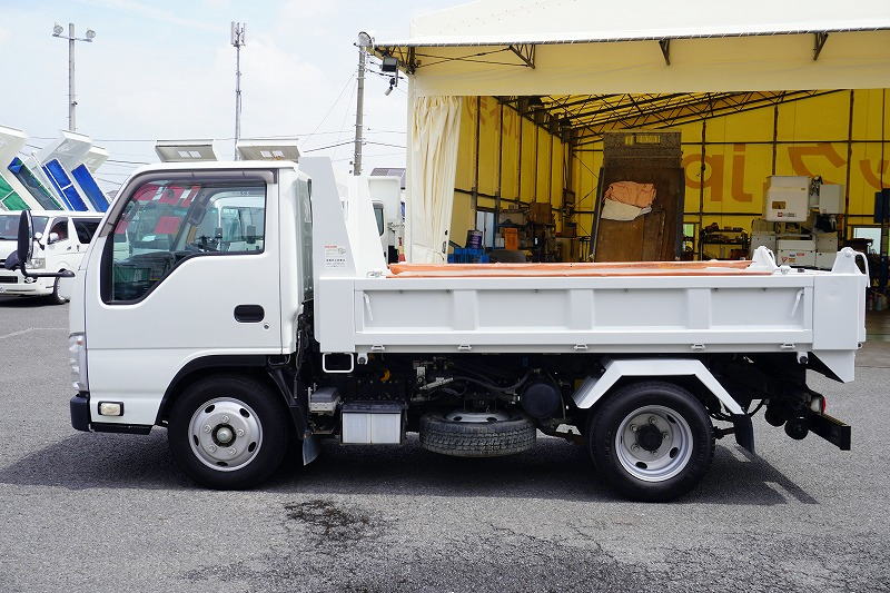 エルフ　「標準幅」　強化　ローダーダンプ　新明和製　三方開　積載３０００ｋｇ　手動コボレーン　ダンプピン　ＥＴＣ　左電格ミラー　ＡＴ車！1