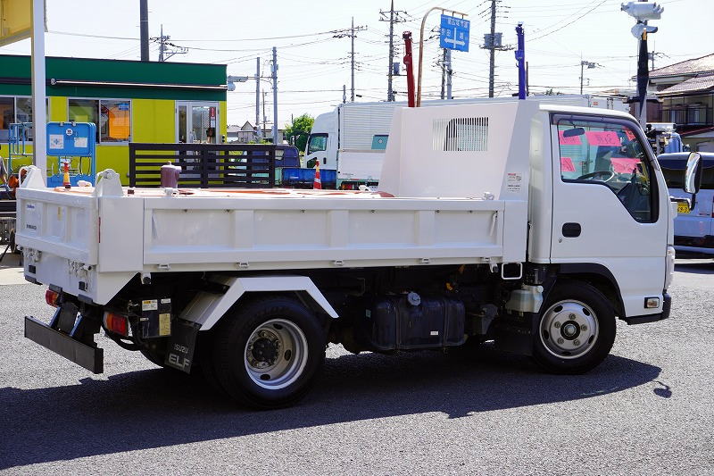 エルフ　「標準幅」　強化　ローダーダンプ　新明和製　三方開　積載３０００ｋｇ　手動コボレーン　ダンプピン　ＥＴＣ　左電格ミラー　坂道発進補助　キーレス　６速ＭＴ！6