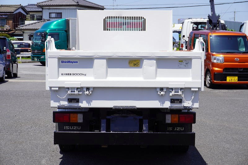 エルフ　「標準幅」　強化　ローダーダンプ　新明和製　三方開　積載３０００ｋｇ　手動コボレーン　ダンプピン　ＥＴＣ　左電格ミラー　ＡＴ車！2