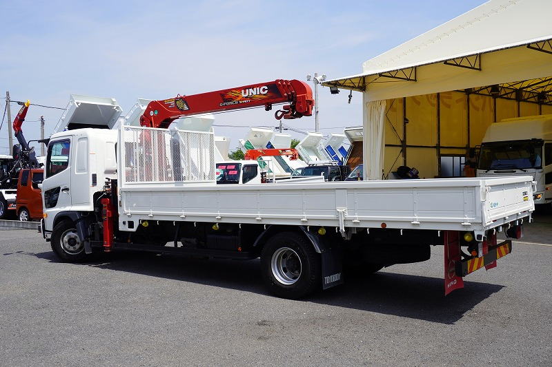 レンジャー　４トン　「標準幅　ベッド付き」　４段クレーン　積載２４００ｋｇ　古河ユニック製　ラジコン　フックイン　２．９３ｔ吊　５．５ｍ長　床フック４対　セイコーラック　鳥居金網張り＆下部鉄板張り　坂道発進補助　ＥＴＣ　６速ＭＴ！低走行！5