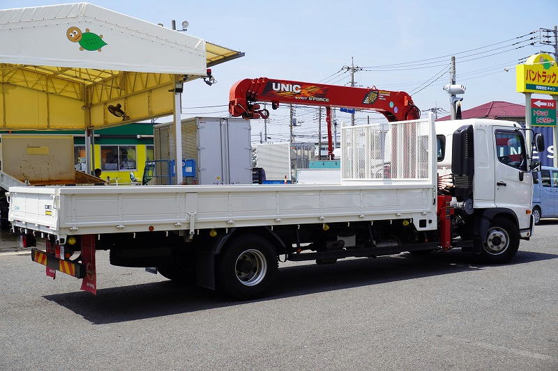 レンジャー　４トン　「標準幅　ベッド付き」　４段クレーン　積載２４００ｋｇ　古河ユニック製　ラジコン　フックイン　２．９３ｔ吊　５．５ｍ長　床フック４対　セイコーラック　鳥居金網張り＆下部鉄板張り　坂道発進補助　ＥＴＣ　６速ＭＴ！低走行！6