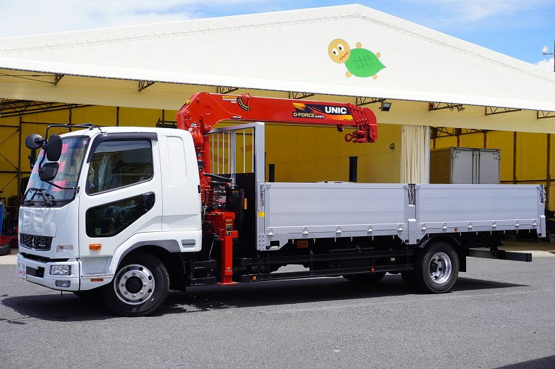 (未使用) ファイター 増トン 「ワイド ベッド付き」 5段クレーン 積載7200kg 古河ユニック製 6m長 アルミブロック 五方開 ラジコン フックイン 2.93t吊 差し違いアウトリガー 坂道発進補助 アルミホイール 衝突軽減ブレーキ 車線逸脱警報 6速MT! 車検「R8年2月まで!」