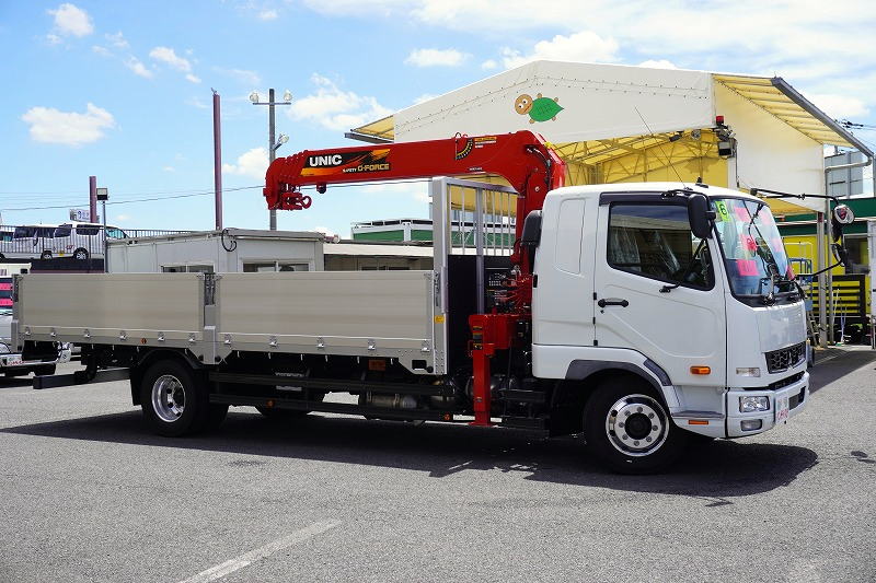 （未使用）　ファイター　増トン　「ワイド　ベッド付き」　５段クレーン　積載７２００ｋｇ　古河ユニック製　６ｍ長　アルミブロック　五方開　ラジコン　フックイン　２．９３ｔ吊　差し違いアウトリガー　坂道発進補助　アルミホイール　衝突軽減ブレーキ　車線逸脱警報　６速ＭＴ！　車検「Ｒ８年２月まで！」4