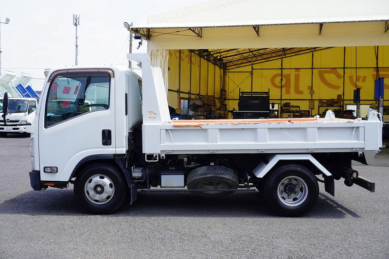 エルフ　「ワイド」　強化　ローダーダンプ　新明和製　三方開　積載３７５０ｋｇ　手動コボレーン　左電格ミラー　ＥＴＣ　ダンプピン　ＡＴ車！1