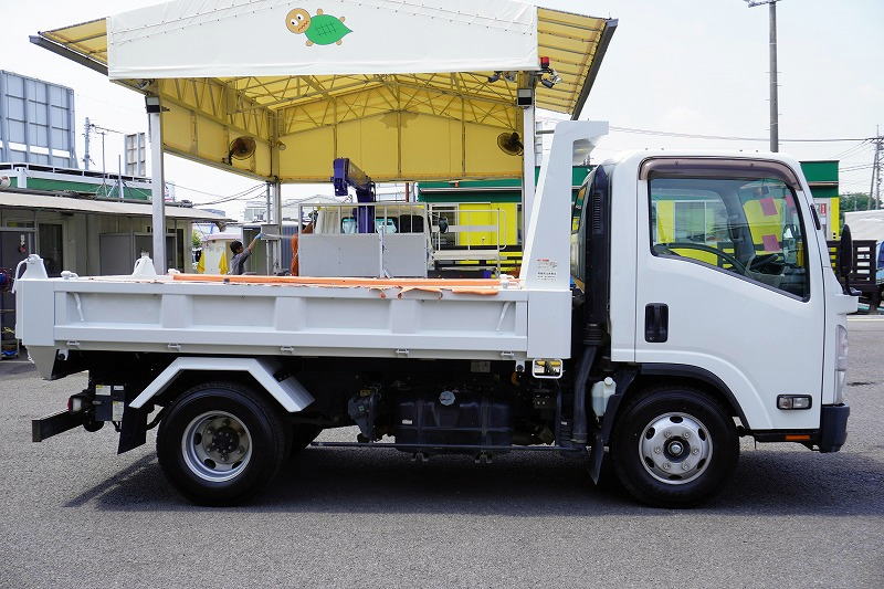 エルフ　「ワイド」　強化　ローダーダンプ　新明和製　三方開　積載３７５０ｋｇ　手動コボレーン　左電格ミラー　ＥＴＣ　ダンプピン　ＡＴ車！3