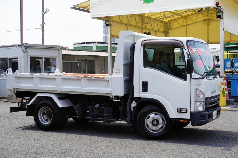 エルフ　「ワイド」　強化　ローダーダンプ　新明和製　三方開　積載３７５０ｋｇ　手動コボレーン　左電格ミラー　ＥＴＣ　ダンプピン　ＡＴ車！4