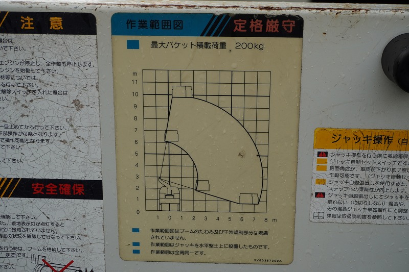 キャンター　高所作業車　アイチ製（ＳＢ１０Ａ）　最大地上高９．７ｍ　ＦＲＰバケット　バケット積載荷重２００ｋｇ　積載３００ｋｇ　工具入れ　ジョイスティックタイプ　アワーメーター：２１３５ｈ　左電格ミラー　社外ナビ　バックカメラ　フォグランプ　通信工事仕様！ＡＴ車！26
