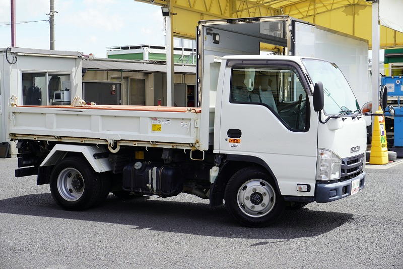 エルフ　強化　三転ダンプ　新明和製　積載３０００ｋｇ　三方開　手動コボレーン　運転席側アオリ油圧開閉式　リアダンプピン　鳥居アングル補強　左電格ミラー　ＥＴＣ　ＡＴ車！4