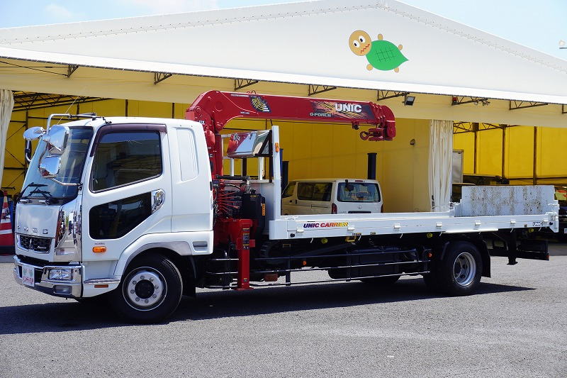 ファイター　増トン　「標準幅　ベッド付」　４段クレーン　セーフティローダー　ウインチ付き　積載６５００ｋｇ　古河ユニック製　２．９３ｔ吊　ラジコン　フックイン　差し違いアウトリガー　５．８ｍ長　リア油圧ゲート　荷台シマ板張り　スタンション穴　床フック　ＥＴＣ　メッキパーツ　６速ＭＴ！車検「Ｒ７年１０月まで！」7