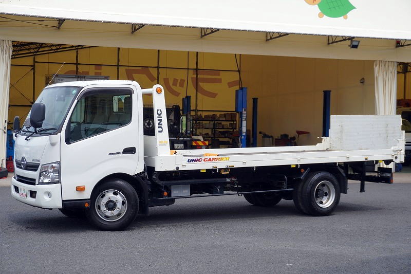 デュトロ　「ワイド超ロング」　セーフティーローダー　一般用　古河ユニック製　積載３７５０ｋｇ　ウインチ　ラジコン　油圧リアゲート　三方開　床フック　バックカメラ　左電格ミラー　坂道発進補助　フォグランプ　ワンオーナー！６速ＭＴ！低走行！6