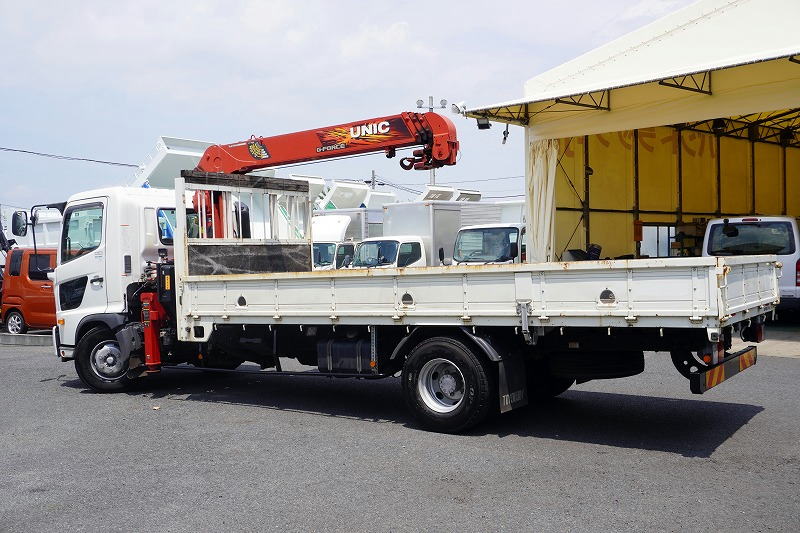 レンジャー　４トン　「標準幅　ベッドレス」　４段クレーン　積載２４５０ｋｇ　古河ユニック製　５．４ｍ長　ラジコン　フックイン　２．９３ｔ吊　セイコーラック　ロープ穴３対　ＥＴＣ　衝突軽減ブレーキ　車線逸脱警報　ＡＴ車！5