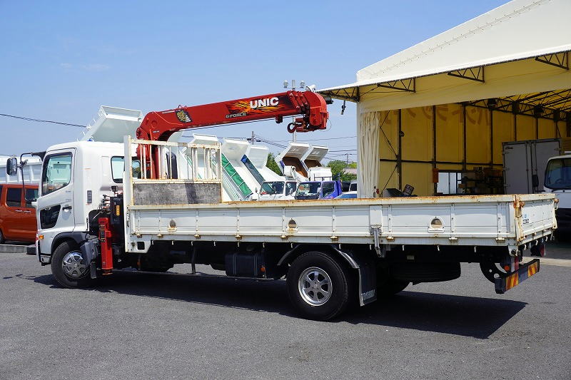 レンジャー　４トン　「標準幅　ベッドレス」　４段クレーン　積載２５００ｋｇ　古河ユニック製　５．４ｍ長　ラジコン　フックイン　２．９３ｔ吊　セイコーラック　ロープ穴３対　坂道発進補助　メッキホイールライナー　ＥＴＣ　衝突軽減ブレーキ　車線逸脱警報　６速ＭＴ！5