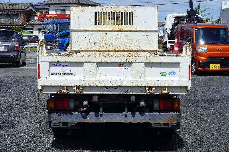 エルフ　強化ダンプ　新明和製　積載２０００ｋｇ　三方開　手動コボレーン　鳥居アングル補強　ダンプピン　ＥＴＣ　坂道発進補助　フルフラットロー　５速ＭＴ！2