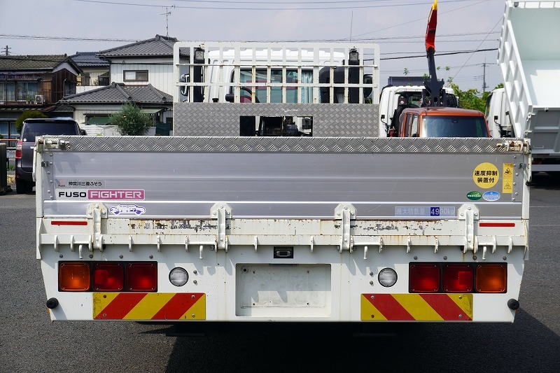 ファイター　増トン　「ワイド　ベッド付」　重機運搬車　タダノ製ハイジャッキ　美川ボディー製造りボディー　積載４９００ｋｇ　ウインチ　ラジコン　アユミ板掛け　アルミブロック　アオリ上部プロテクター付き　三方開　鳥居ラダー＆下部シマ板張り　床フック　アルミホイール　メッキパーツ　社外ナビ　フルセグＴＶ　ＥＴＣ　バックカメラ　坂道発進補助　６速ＭＴ！中型免許対応！希少車！！　車検「Ｒ８年２月まで！」2