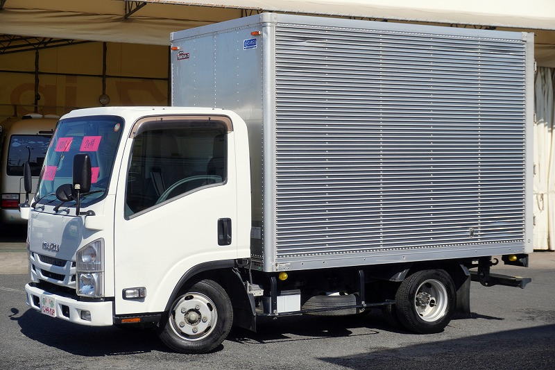 エルフ 10尺 アルミバン 積載2000kg ラッシング2段 バックカメラ ETC 左電格ミラー 90度ストッパー フォグランプ 日本フルハーフ製 AT車!フロント画像
