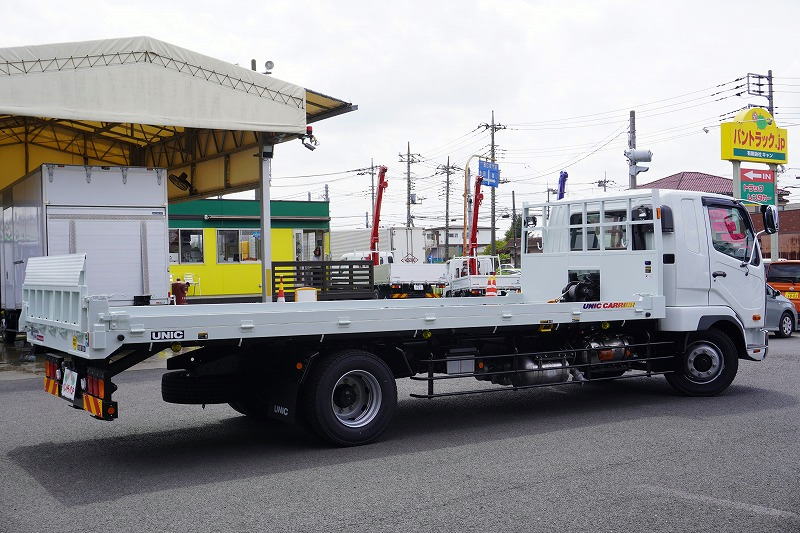 （未使用）　ファイター　増トン　「ワイド　ベッド付き」　セーフティーローダー　古河ユニック製　積載７０００ｋｇ　ウインチ　ラジコン　リア自動アユミ板　床フック９対　ミラーヒーター　坂道発進補助　スタンション穴　ＨＩＤヘッドライト　メッキパーツ多数！６速ＭＴ！　車検「Ｒ６年４月まで！」6